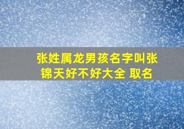 张姓属龙男孩名字叫张锦天好不好大全 取名